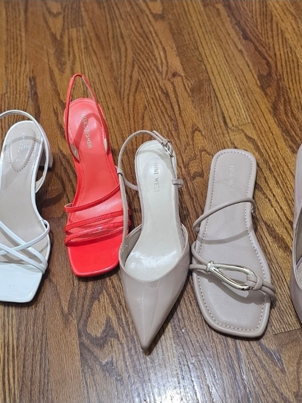 Nine West Taupe Pointed Patent Slingback Pump